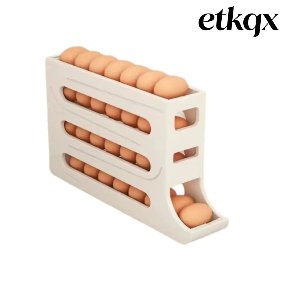 Refrigerator 4-Layer Automatic Egg Roller Sliding Egg - White / Without packing / 1PC - Cooking Grinder